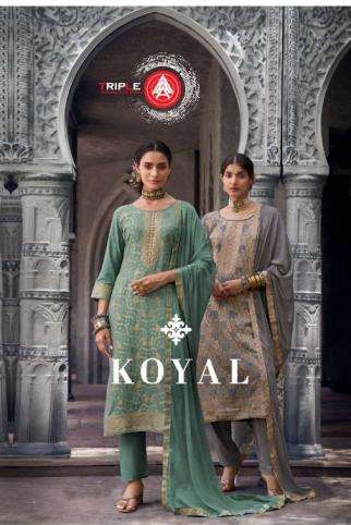 Triple A Presents Koyal Muslin Jacquard Amazing Salwar Suits Catalog Wholealer And EXporter 