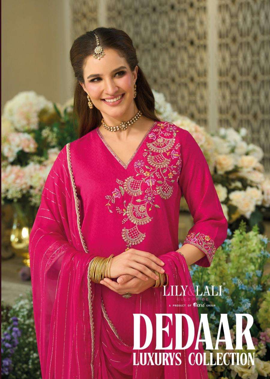Lily & Lali Presents Dedaar Viscose Silk Premium Readymade 3pcs Dress Catalog Wholesaler And Exporter 
