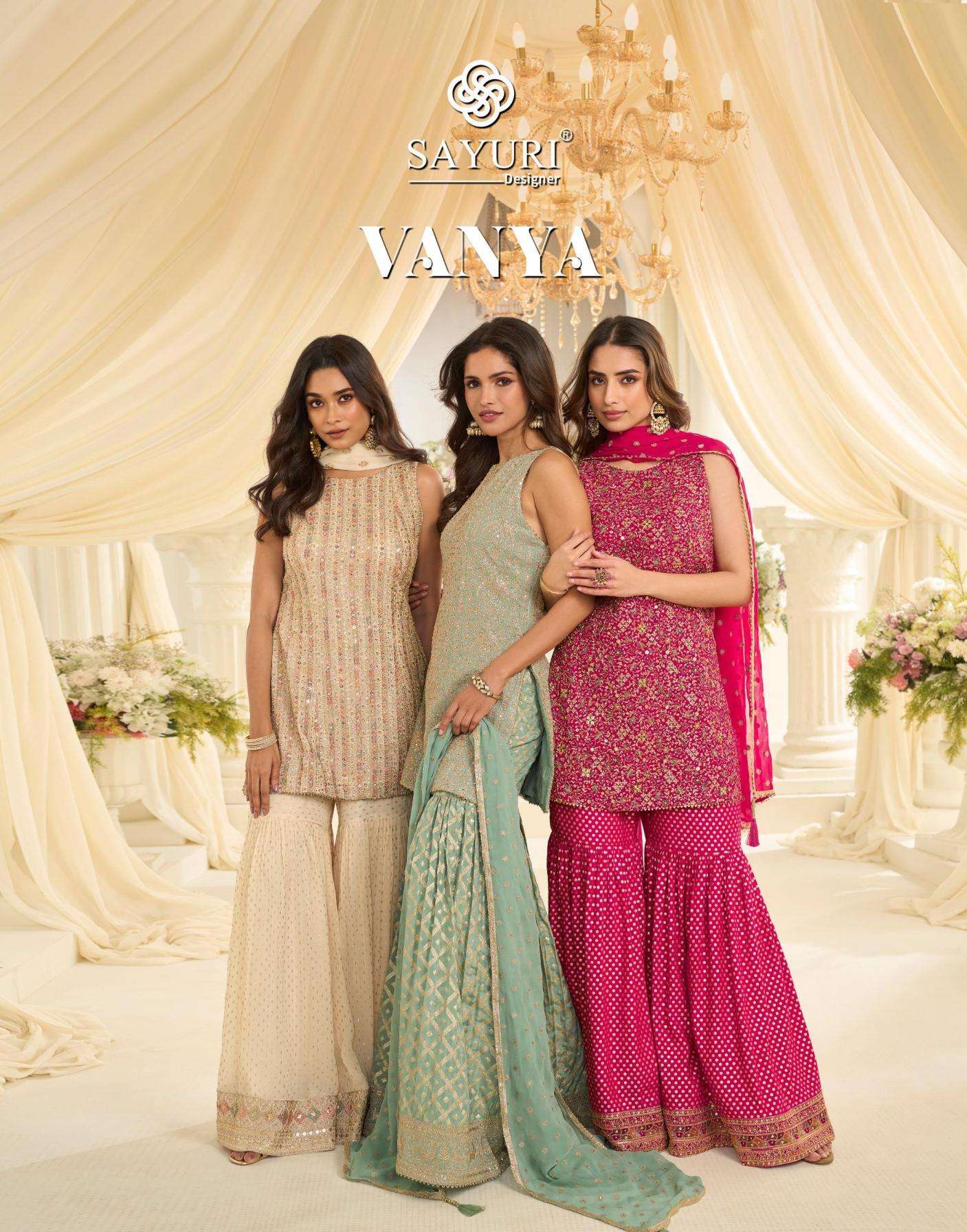 sayuri designer presents vanya exclusive georgette fully stitch plazzo dress