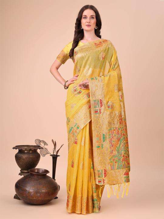 astita presents linen weaves linen cotton summer wear sarees catalog wholesaler and exporters