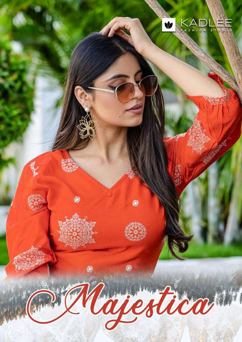 kadlee presents majestica rayon print readymade new arrival kurti with pant