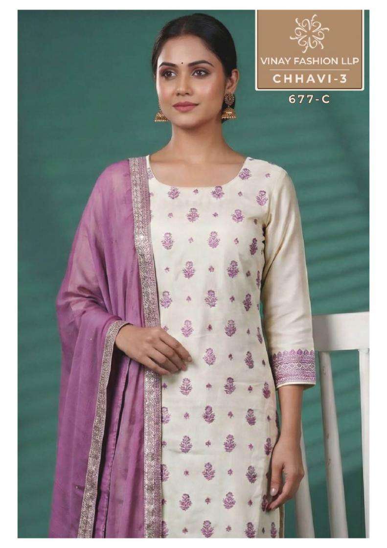 vinay kuleesh chhavi vol 3 viscose muslin amazing unstitch suit