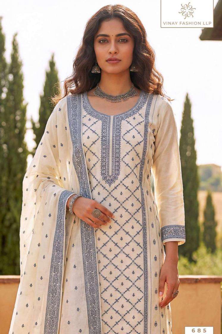 vinay presents kuleesh pearl cotton fancy viscose cotton 3pcs suit