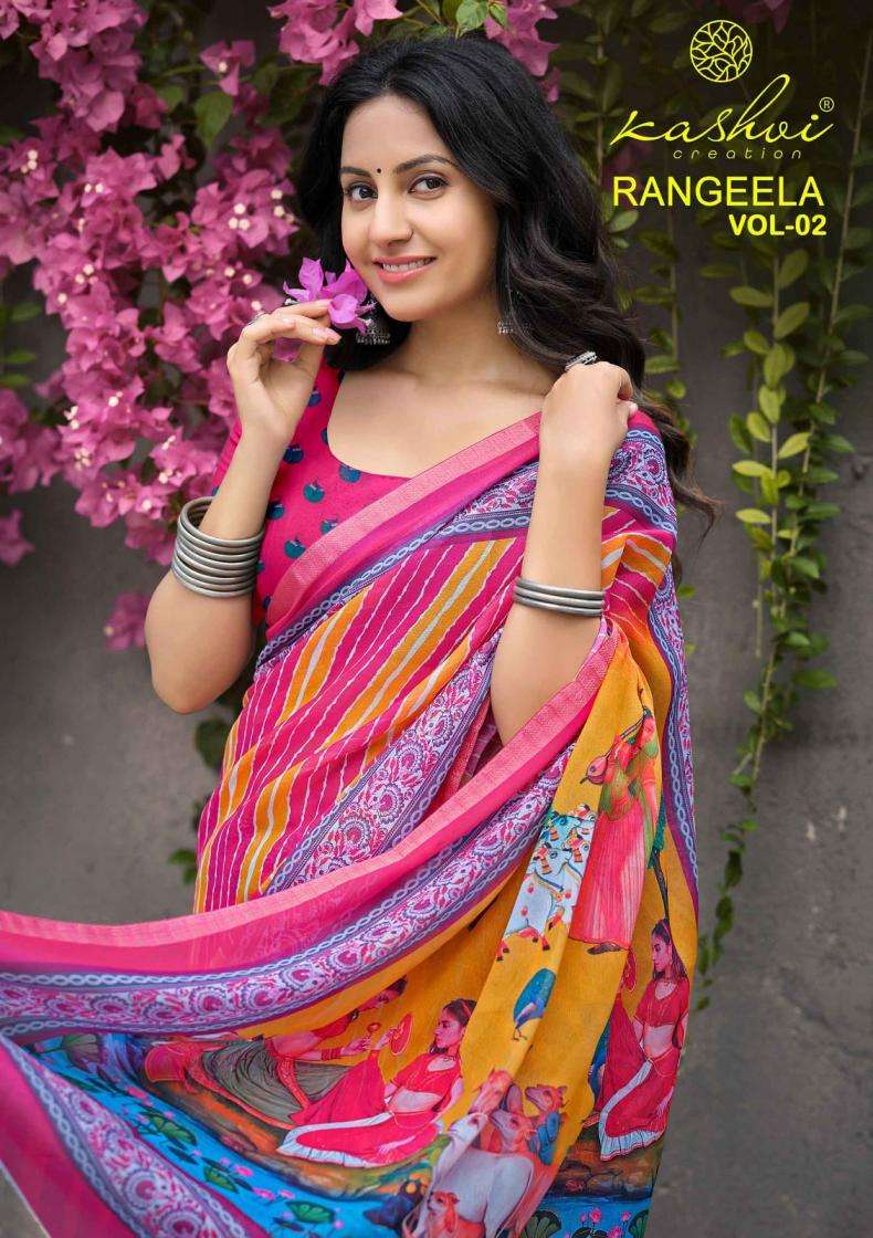 kashvi creation presents rangeela vol 2 attractive dull moss kasab border sarees