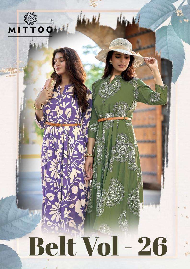 mittoo presents belt vol 26 readymade classic look rayon print one pieces dress