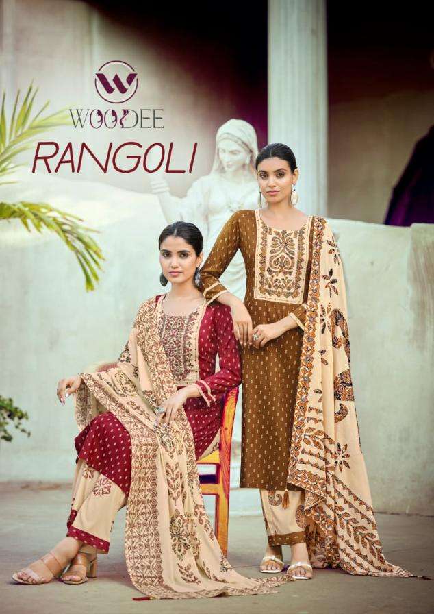 woodee presents rangoli ethnic style full stitch rayon 3pcs dress