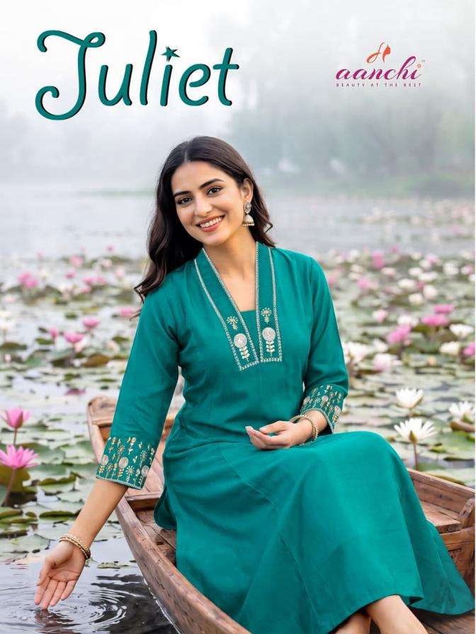 aanchi presents juliet readymade fancy long kurti for girls
