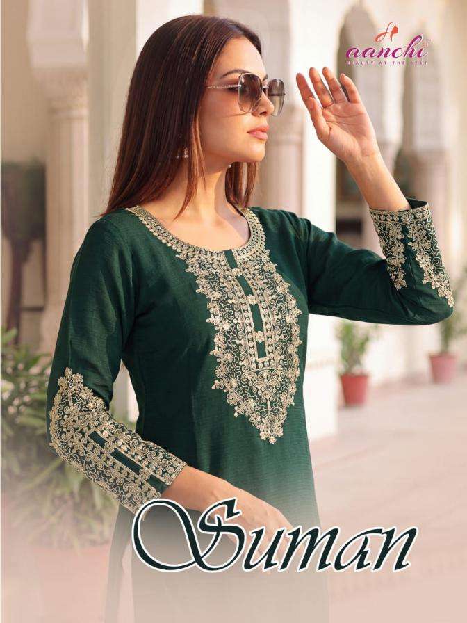 aanchi presents suman full stitch fancy designer long kurtis for girls