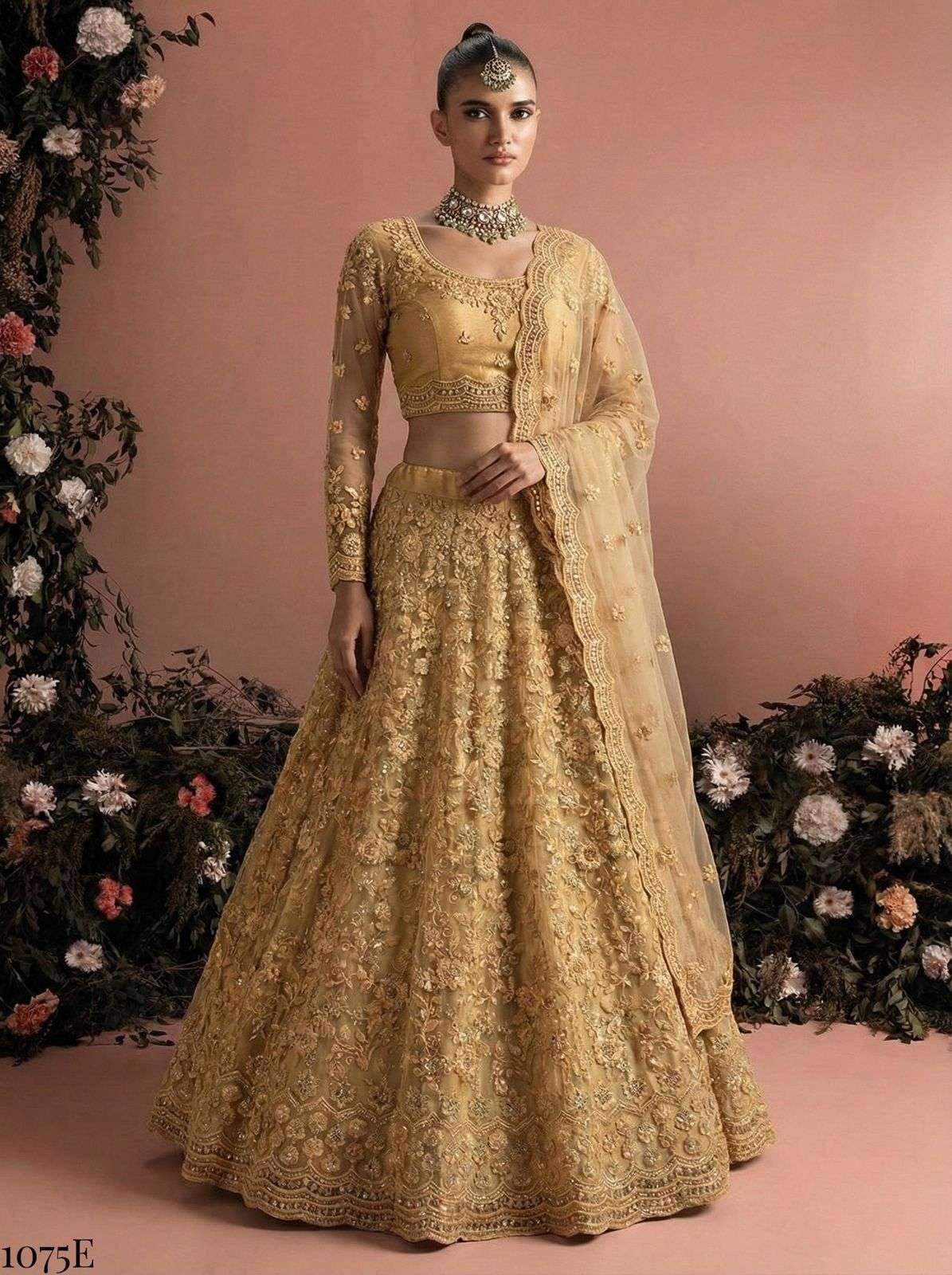 alizeh presents 1075cde wedding special butterfly net lehengas 