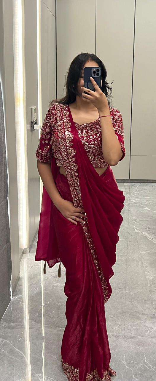 AMOHA A411 COLOUR HEAVY DESINGER READYMADE BLOUSE ONE MINUTES SAREES CATALOG WHOLESALER AND EXPORTERS