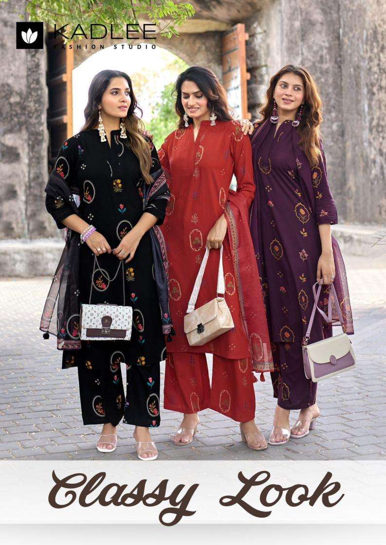 kadlee presents classy look elegance rayon full stitch suit for womens