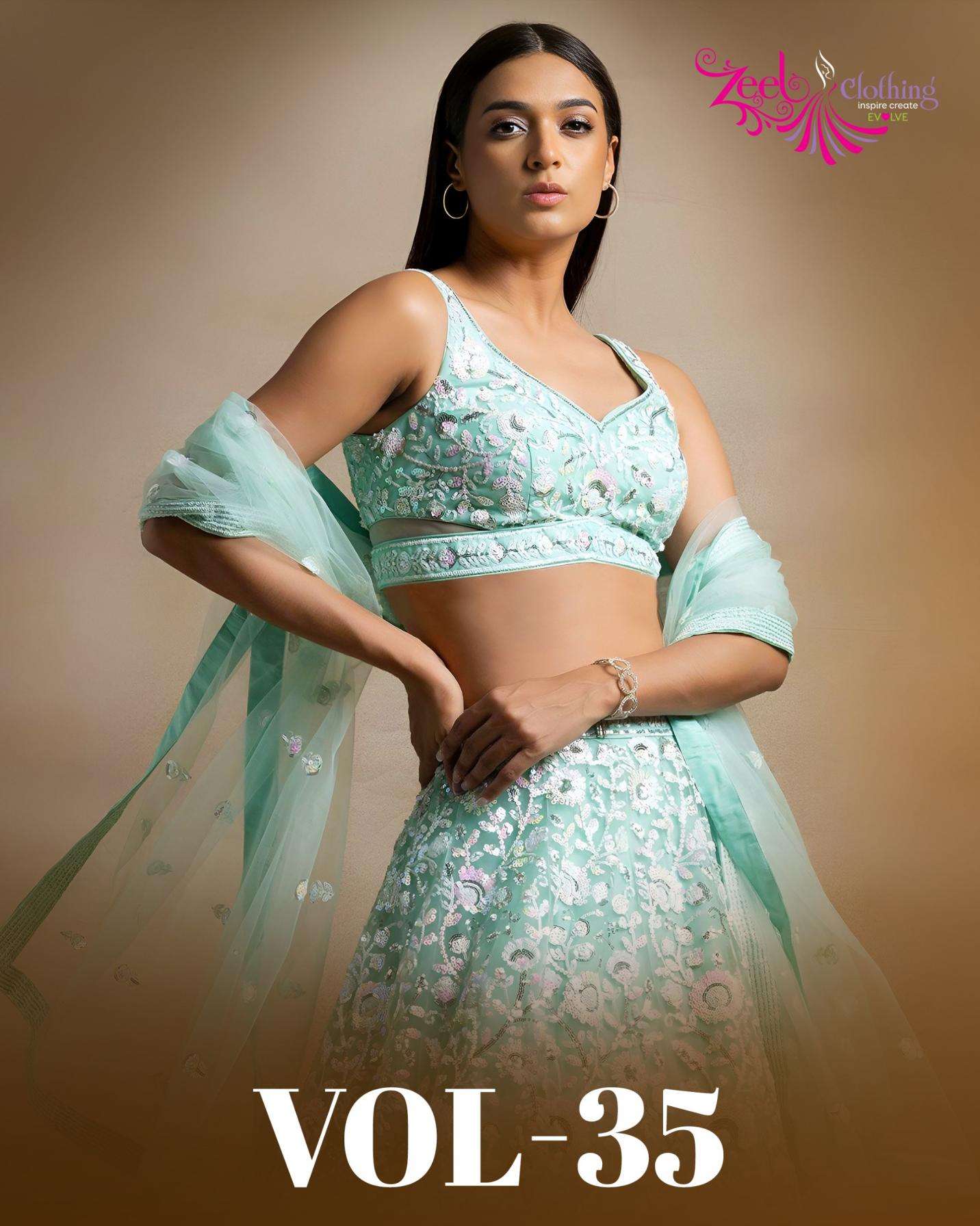 zeel clothing vol 35 soft net semi stitch lehenga unstitch choli with dupatta