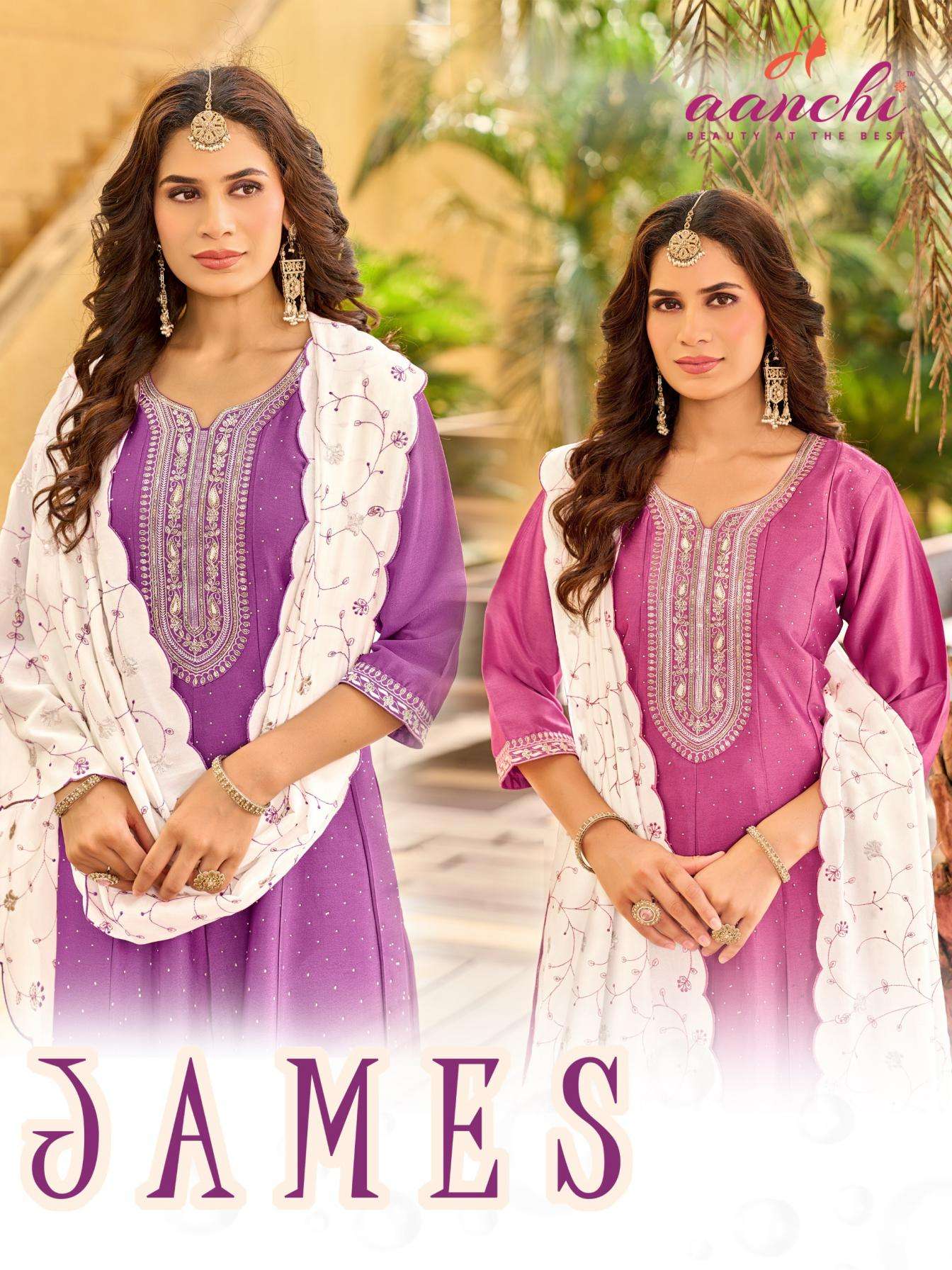 aanchi james crystal silk full stitch trendy salwar kameez