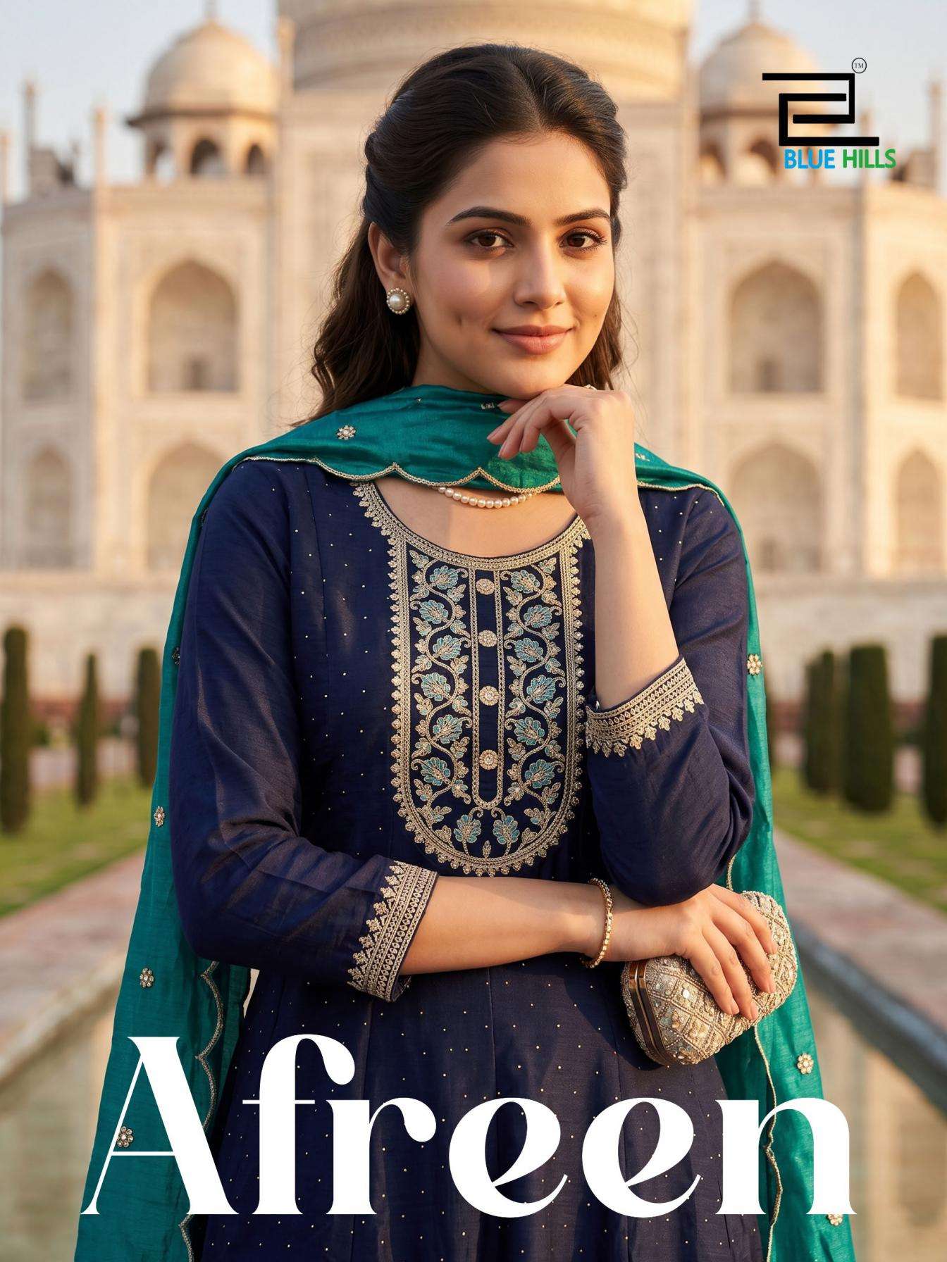 blue hills afreen vichitra crep full stitch plus size combo anarkali 3pcs set 