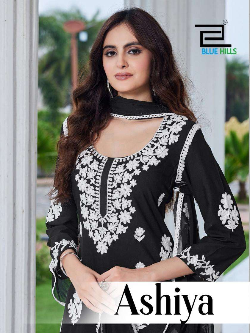 blue hills ashiya rayon white thread work full stitch big size combo plazzo 3pcs 