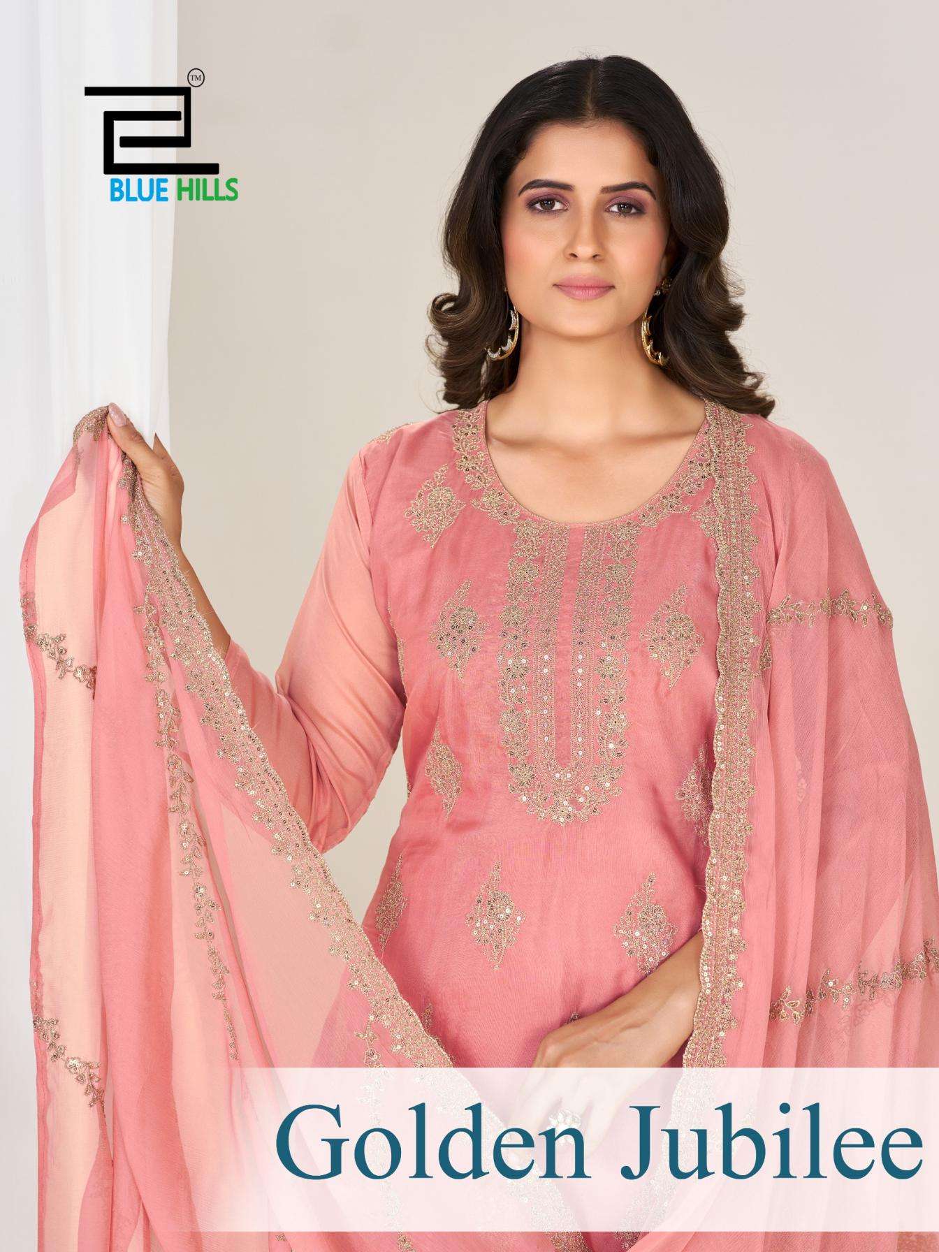 blue hills golden jubilee readymade elegance big size combo 3pcs dress 
