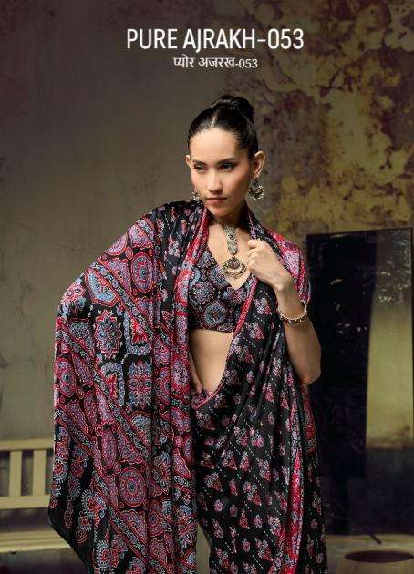 rajtex pure ajrakh vol 53 new arrival modal satin sarees