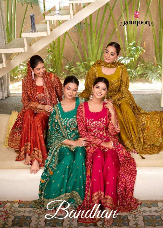 rangoon bandhan muslin exclusively trending readymade 3pcs suit collection