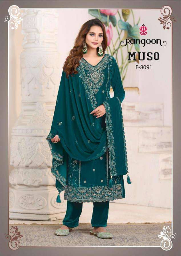 rangoon musq readymade ethnic style winter viscose velvet 3pcs dress