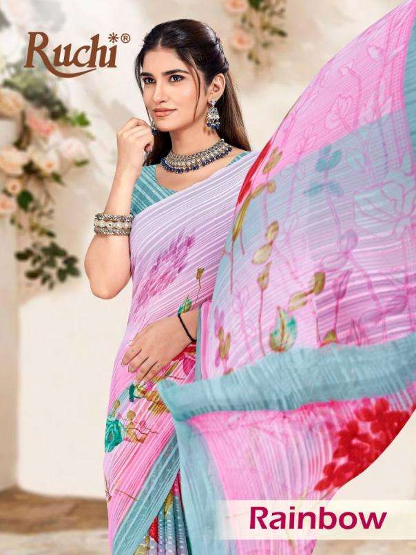 ruchi rainbow vol 12 chiffon printed sarees catalog wholesaler