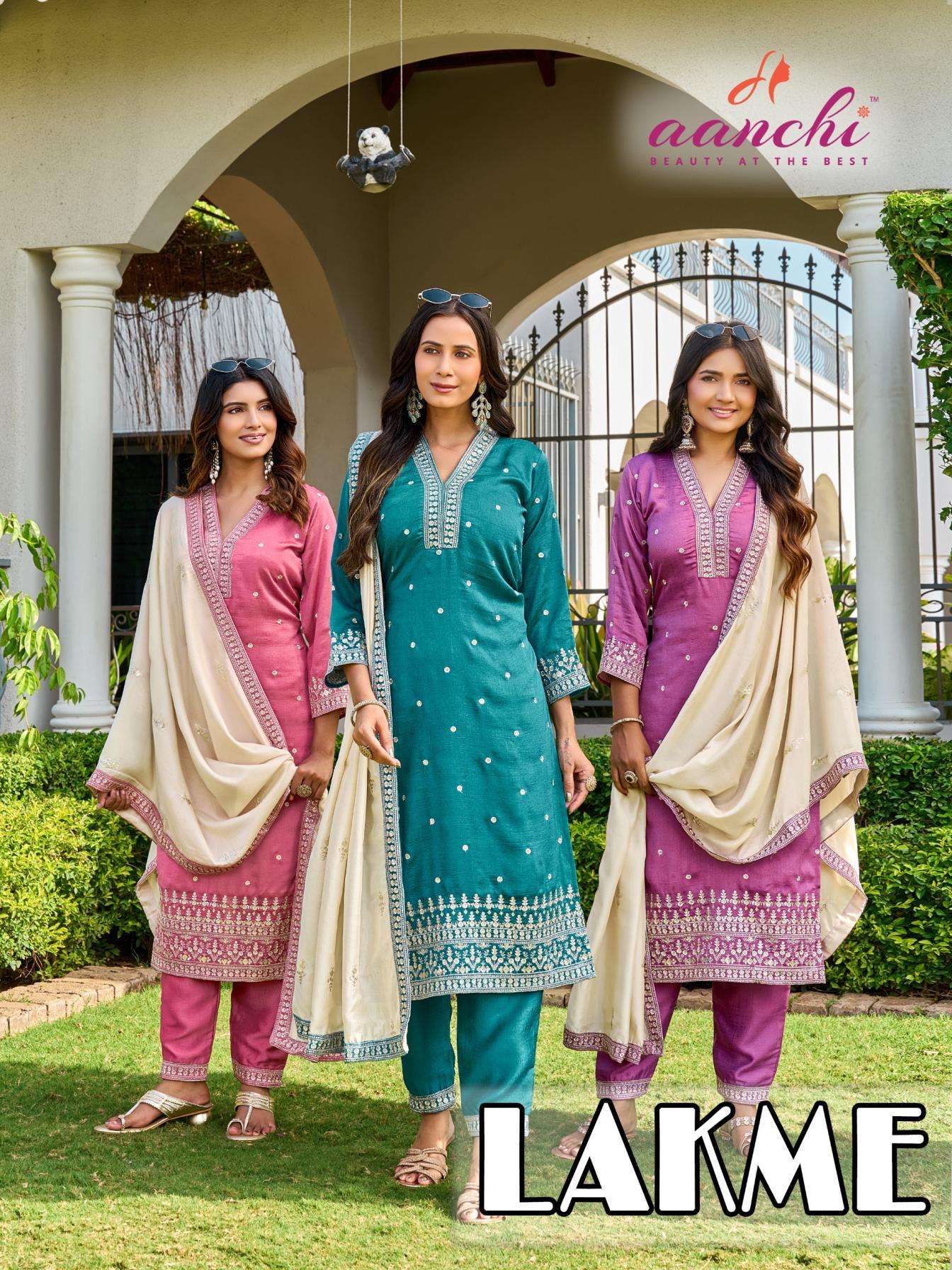 aanchi lakme vichitra silk classic look readymade 3pcs dress 
