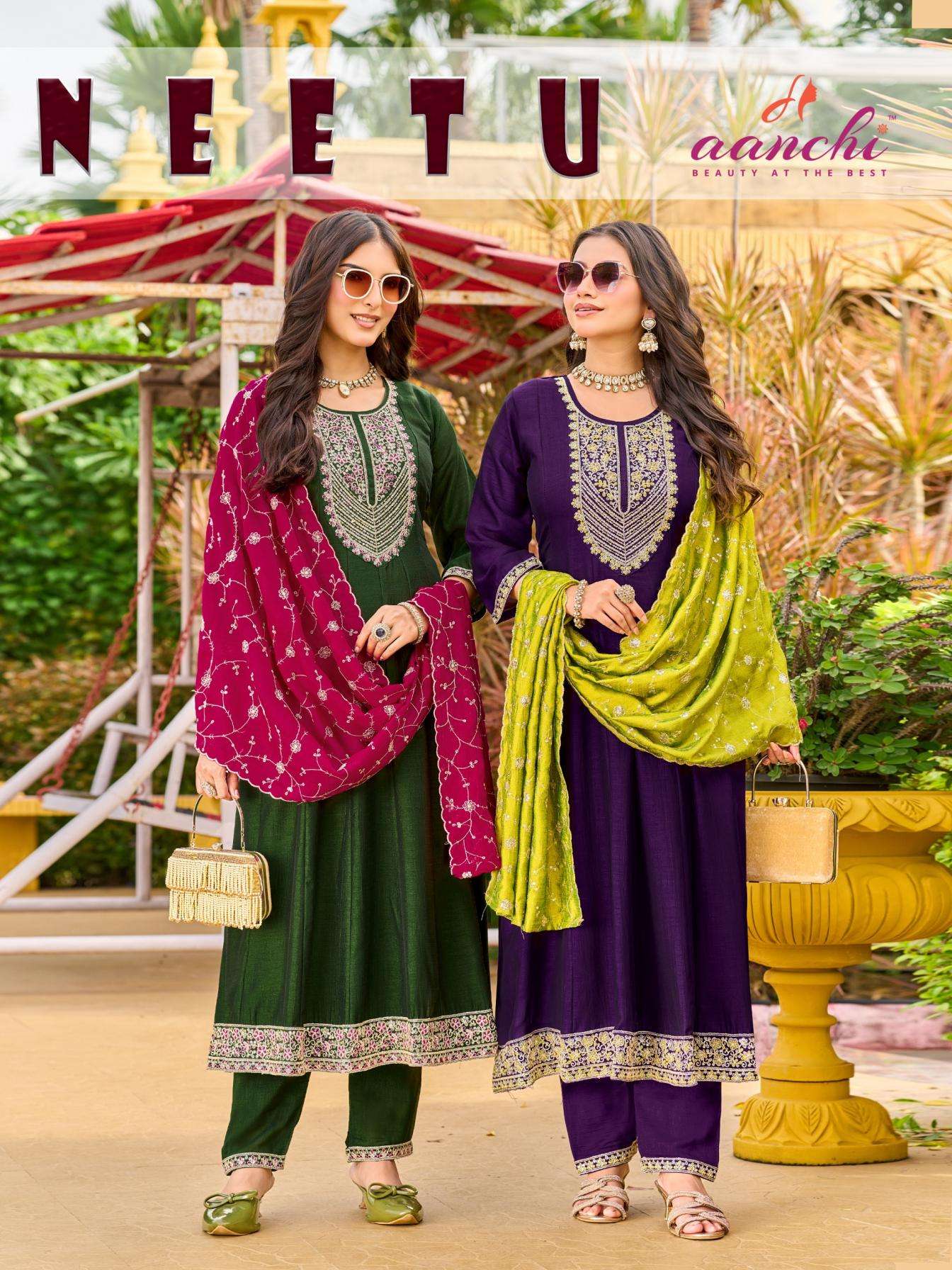 aanchi neetu vichitra shimmer readymade classic 3pcs