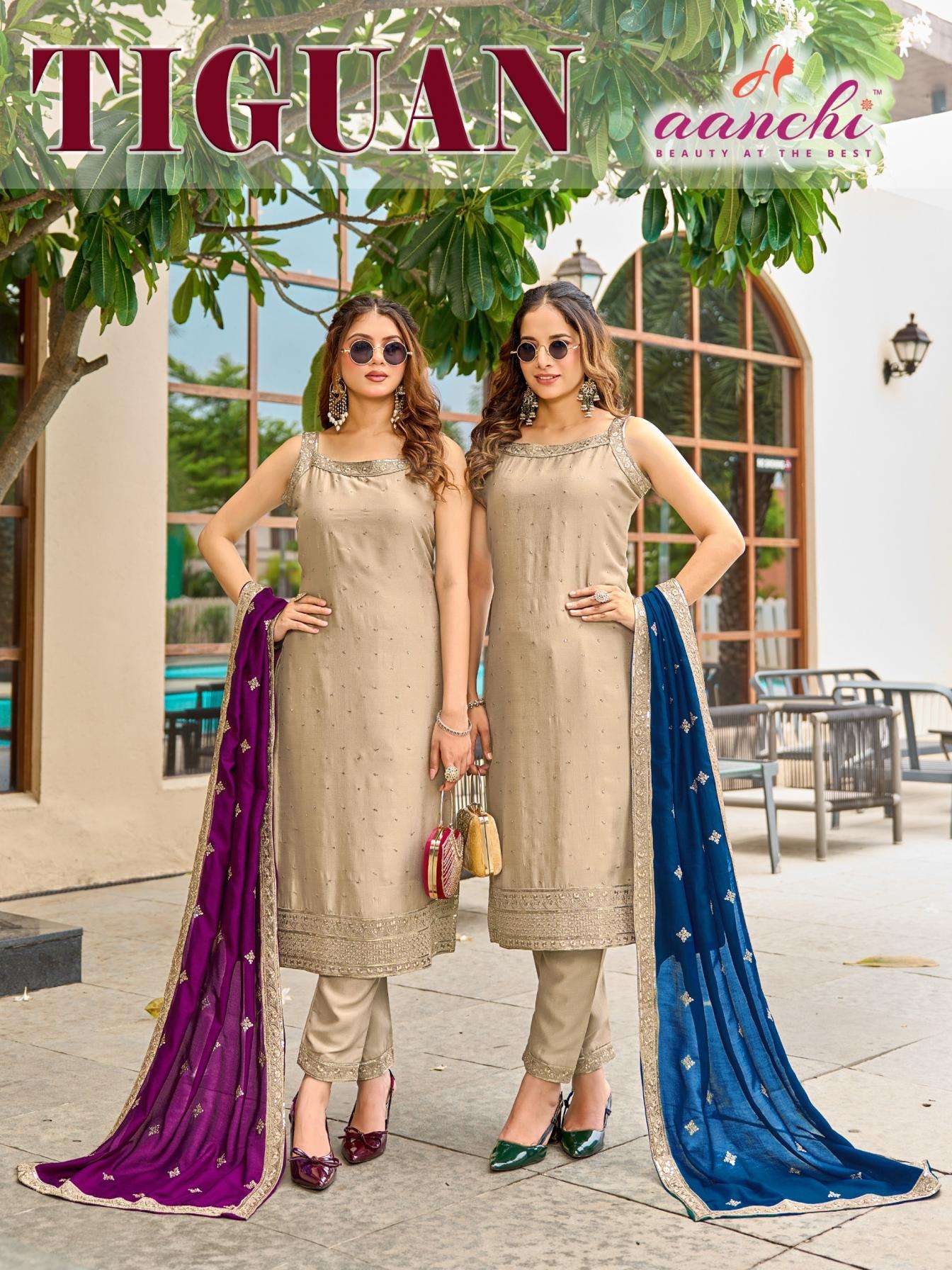aanchi tiguan readymade vichitra silk 3pcs set 