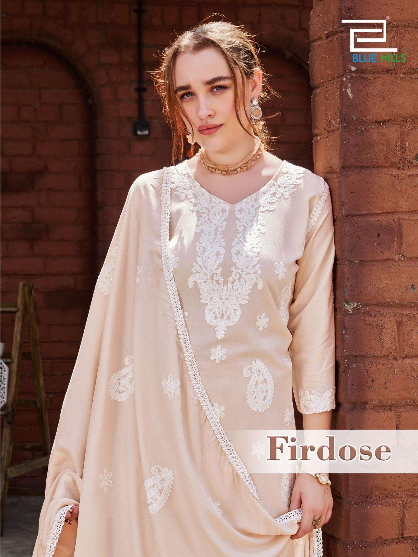blue hills firdose readymade rayon white thread work combo big size plazzo suit