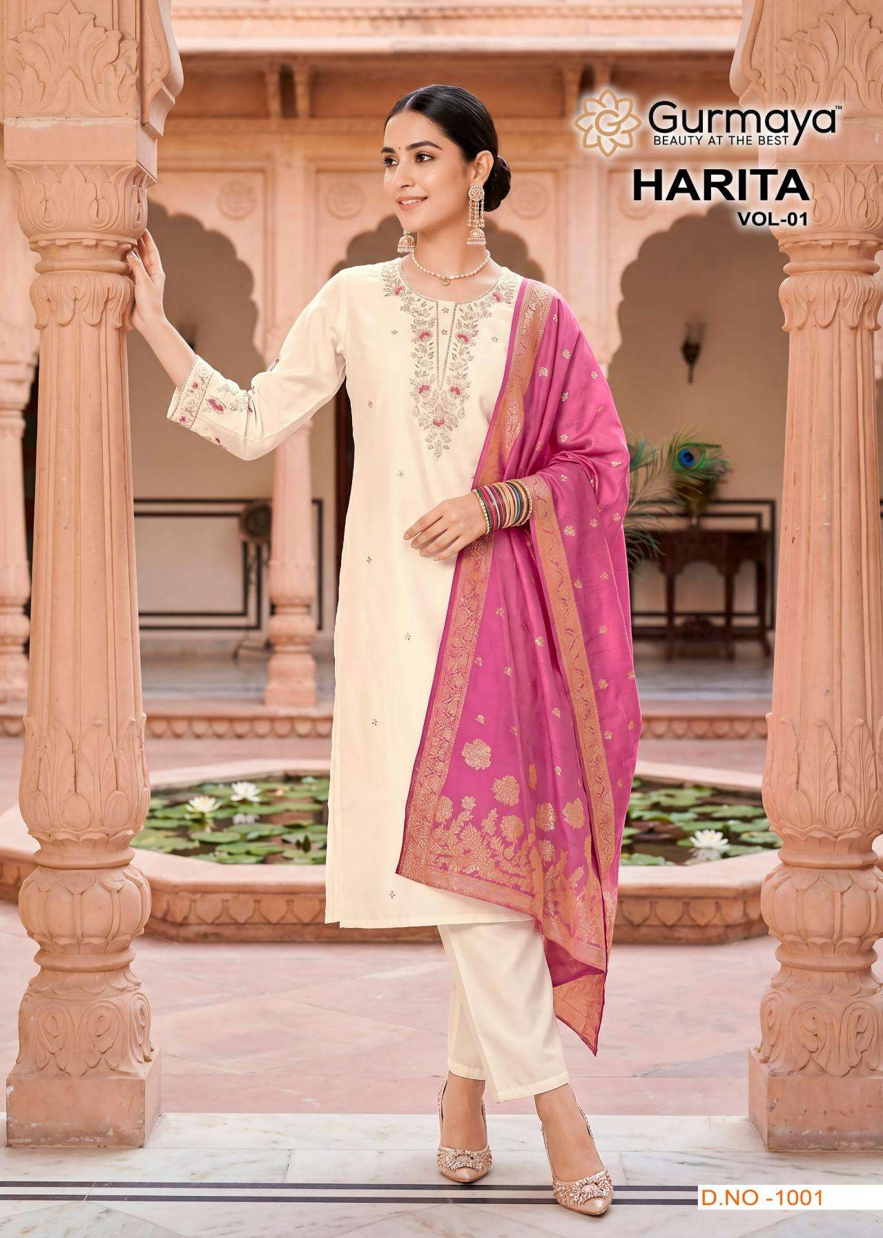 harita 01-02 aanchi full stitch roman silk combo 3pcs set 