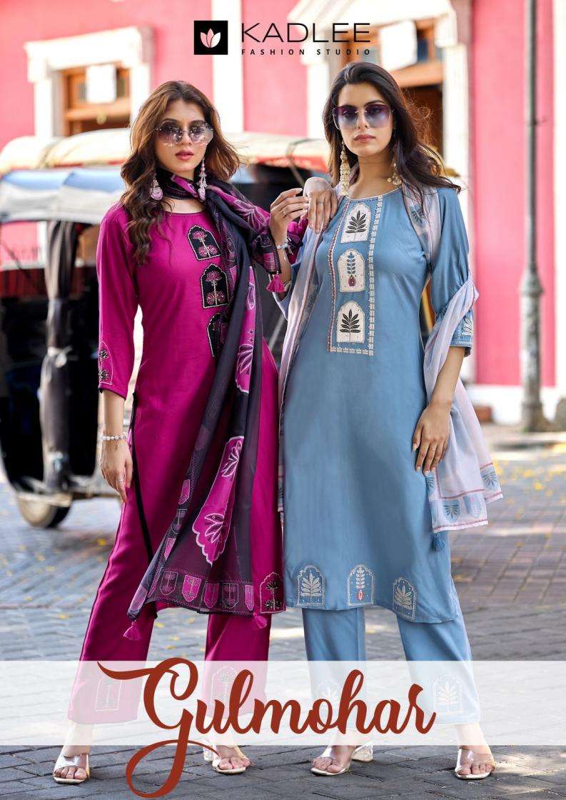 kadlee gulmohar readymade rayon thread work 3pcs set 