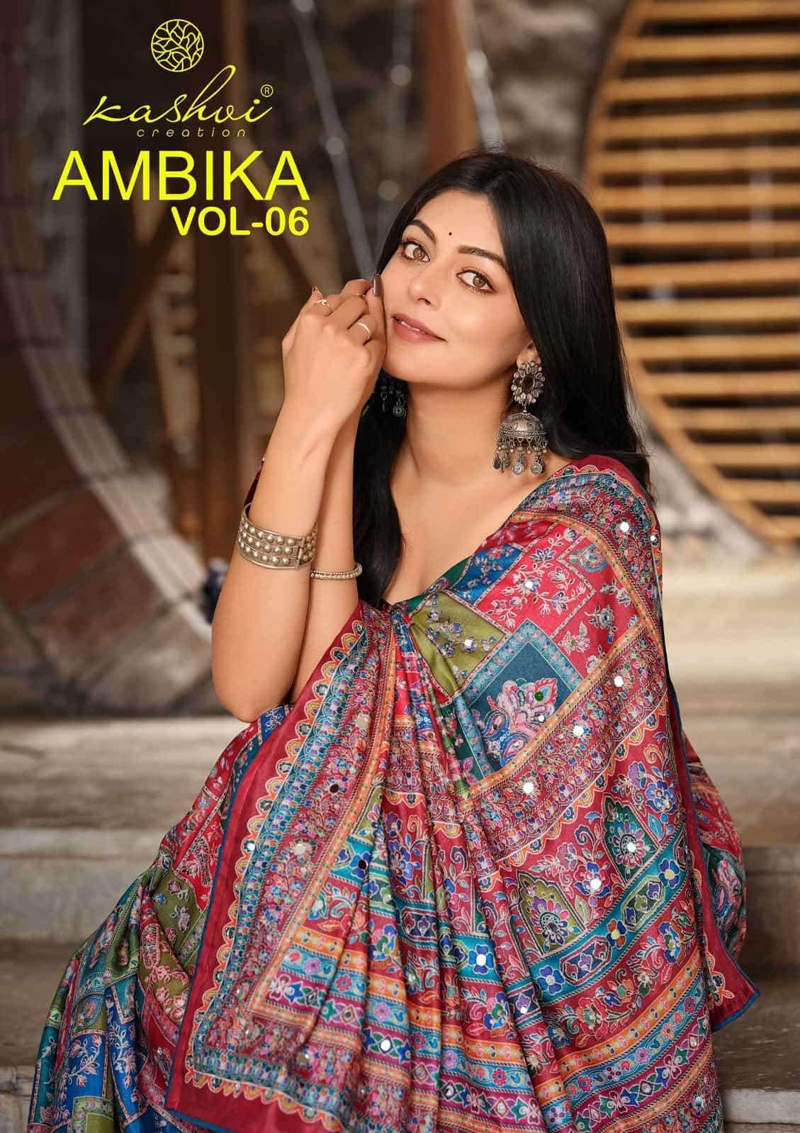 Kashvi Creation Ambika Vol 6 Chocolate Digital Print Saree Collection Dealer