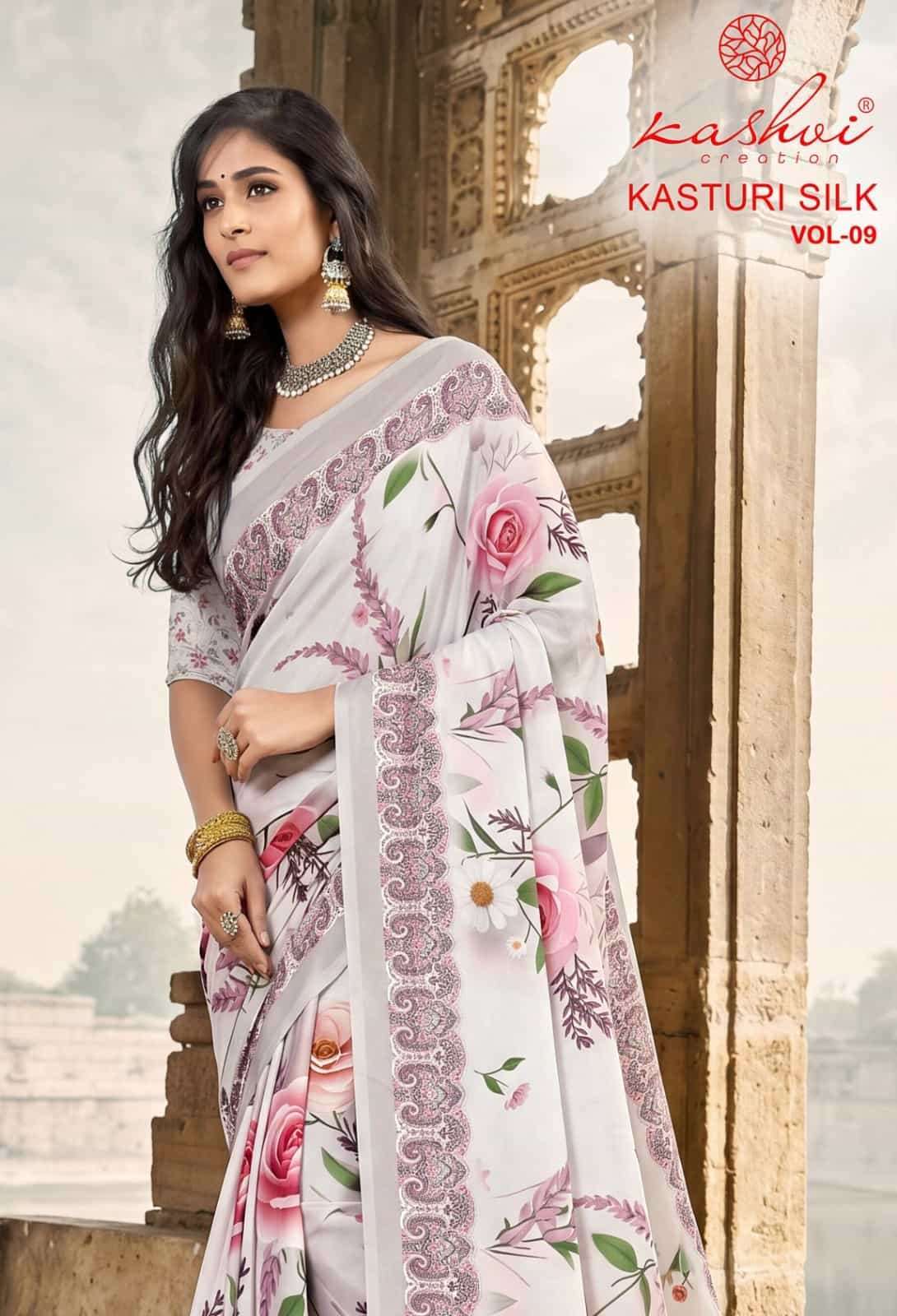 Kashvi Creation Kasturi Silk Vol 9 Silk Printed Saree Collection Wholesaler 