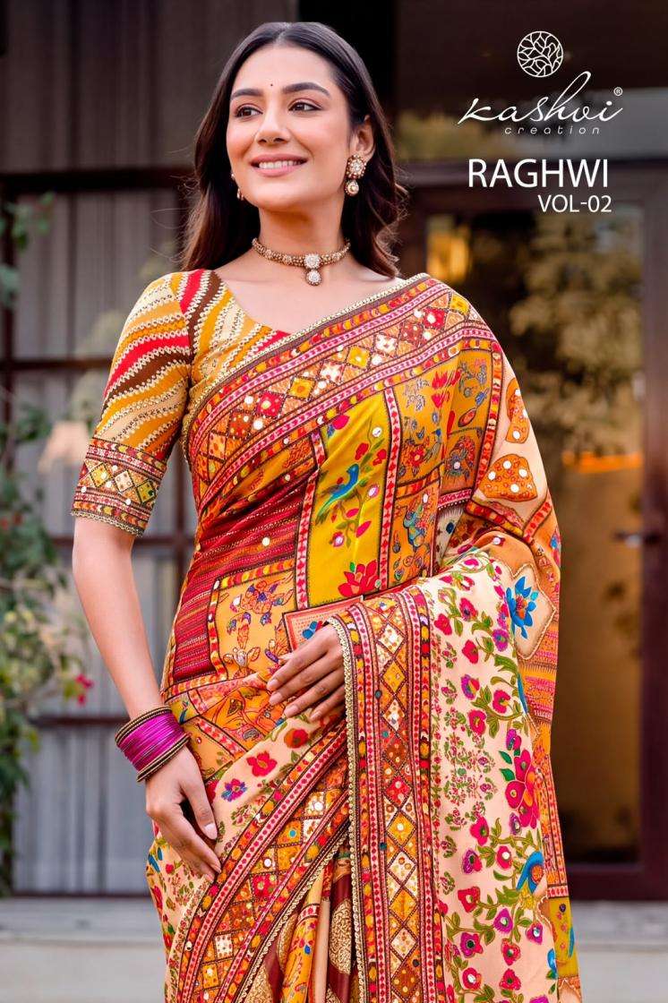 kashvi creation raghwi vol 2 amazing chinon digital print saree