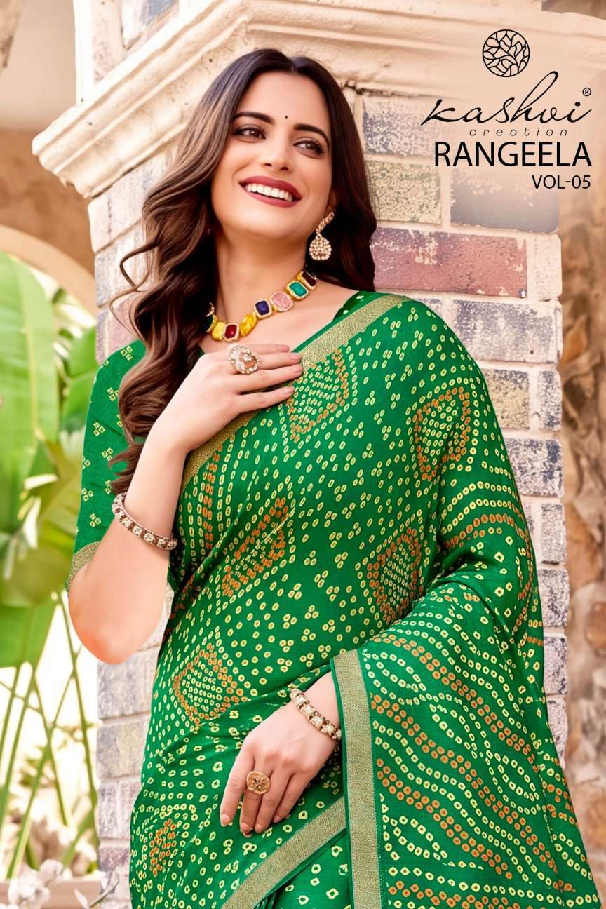 Kashvi Creation Rangeela Vol 5 Dull Moss Saree Catalog