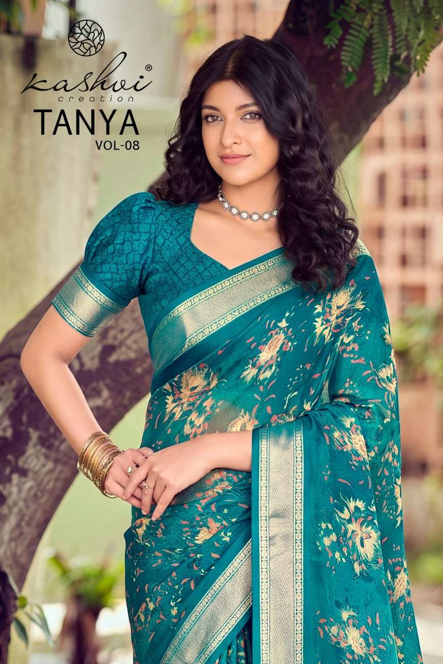 Kashvi Creation Tanya Vol 8 Latest Dull Moss Saree Collection Wholesaler