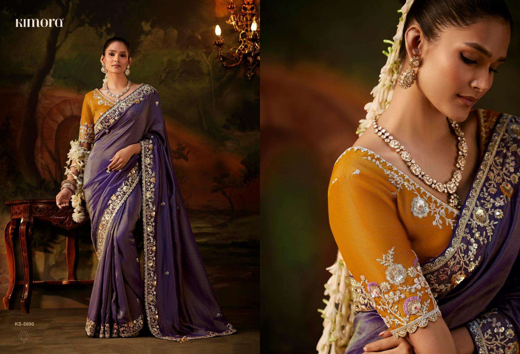 kimora presents gharana viscose zari tissue occasion wear saree wholesaler