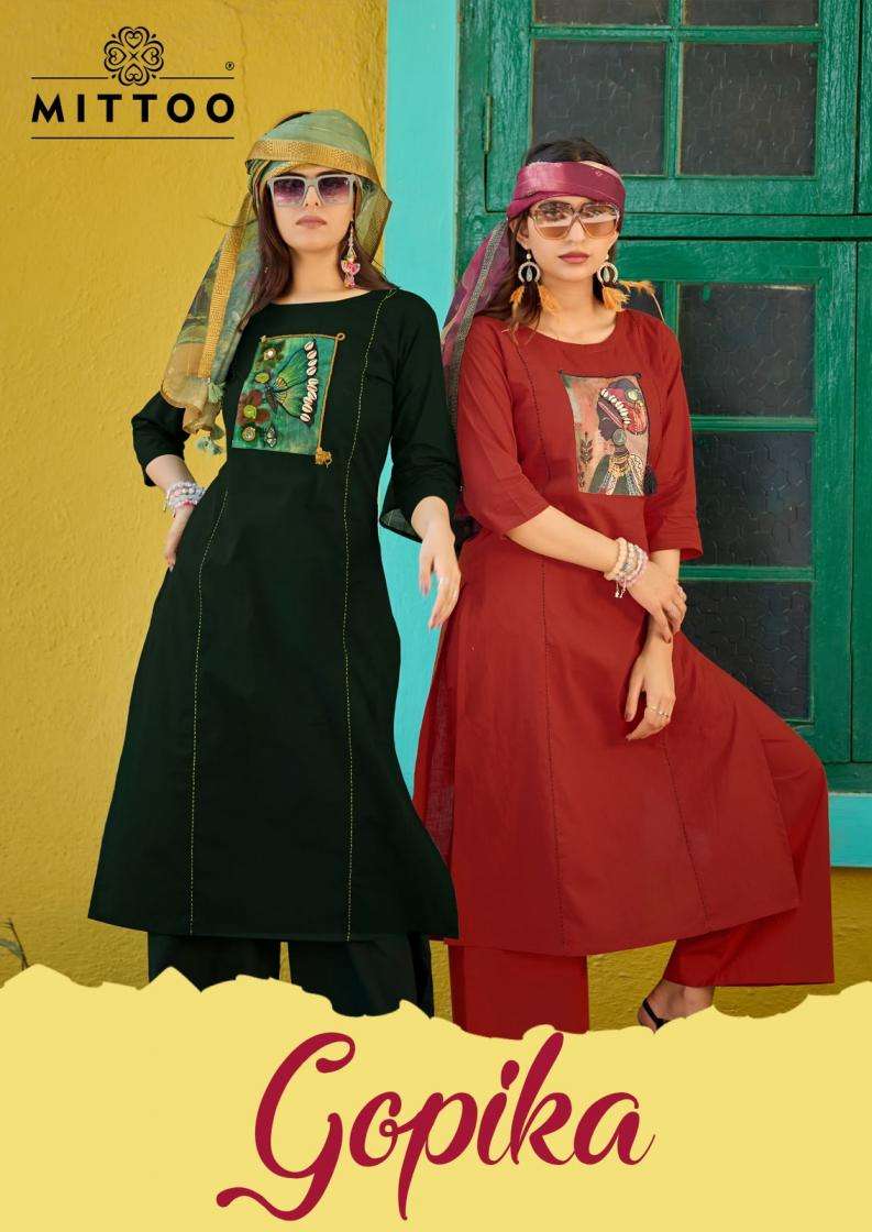 mittoo gopika dhabu cotton readymade 3pcs plazzo suits 