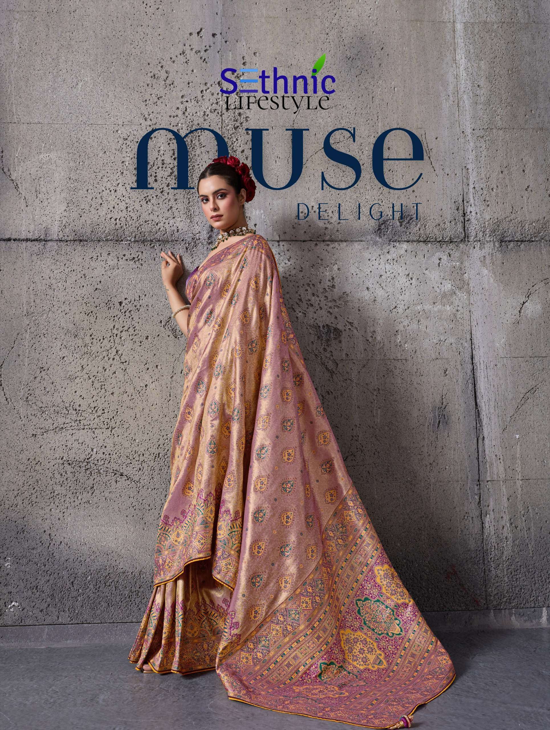 sethnic lifestyle muse delight banarasi silk glamorous saree