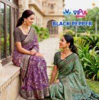 vipul black pepper hit design brasso saree online wholesaler