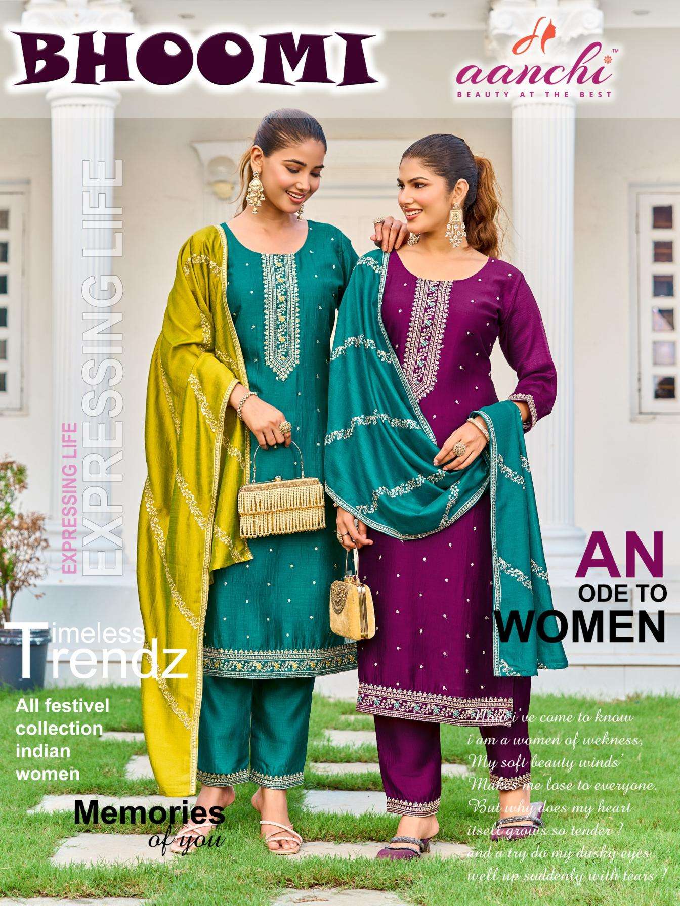 aanchi bhoomi vichitra silk stylish full stitch 3pcs 