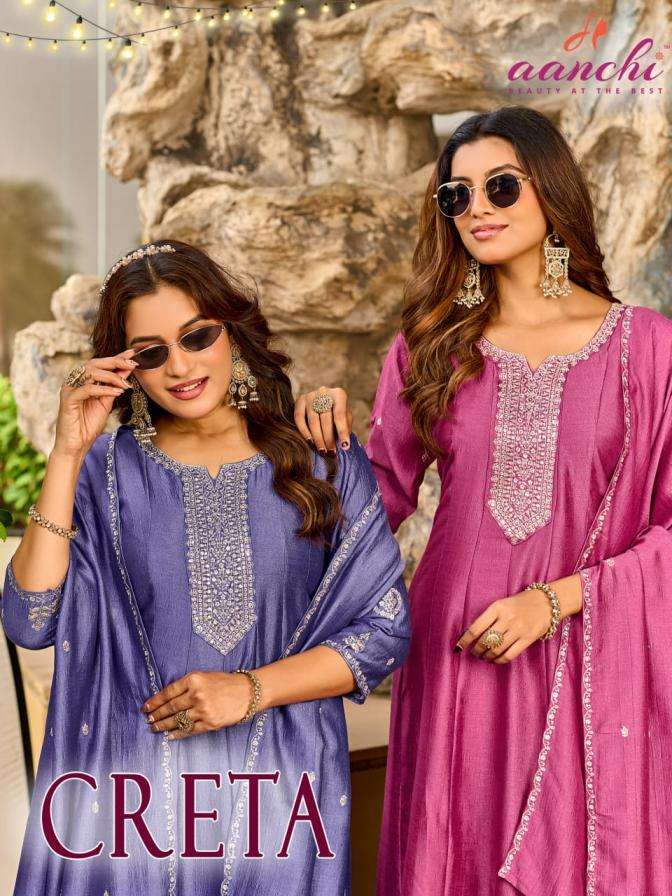 aanchi creta vichitra silk readymade amazing suit for womens