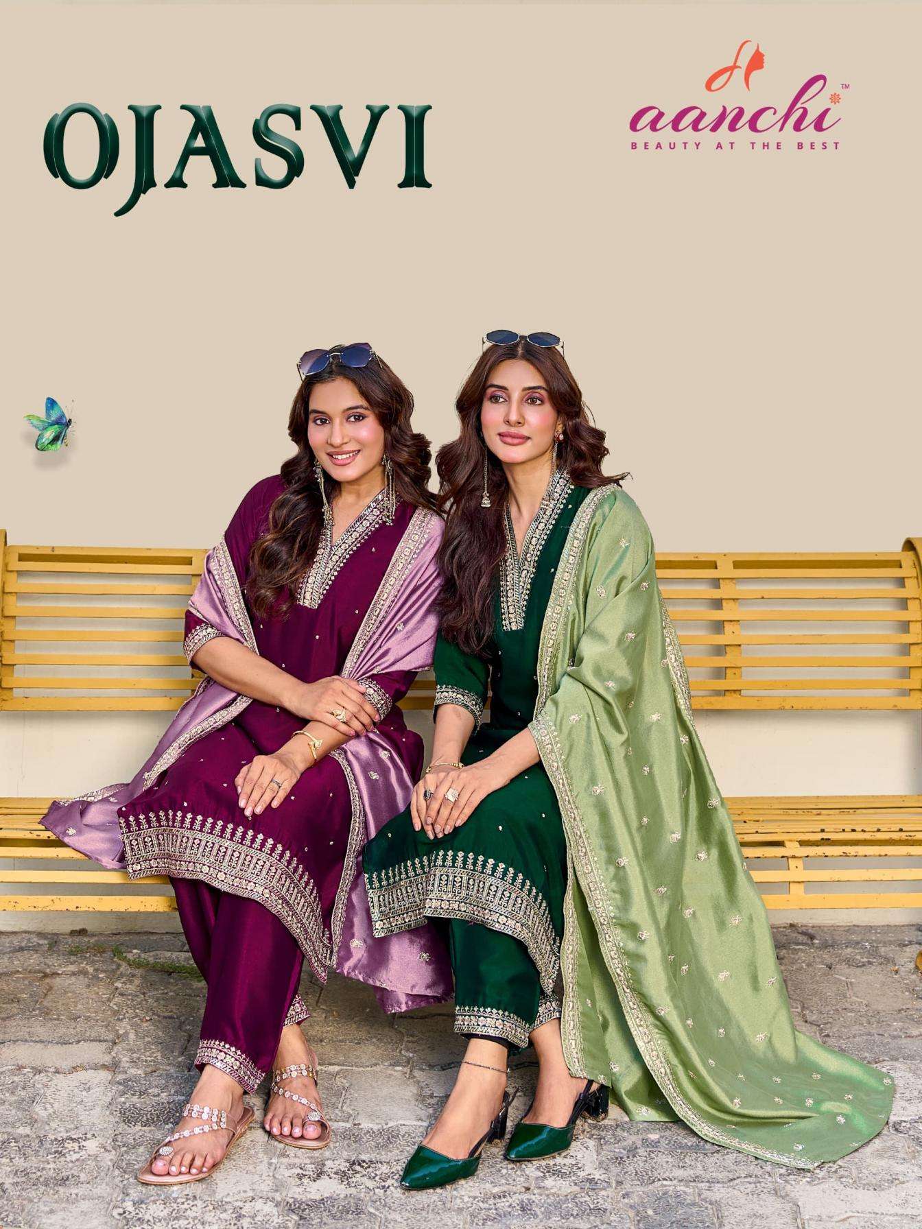 aanchi ojasvi crystal silk full stitch 3pcs dress