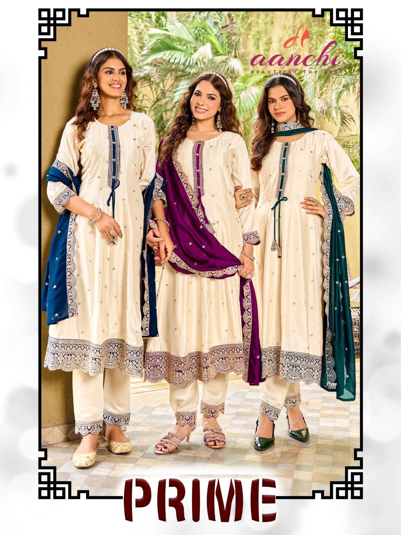 aanchi prime vichitra silk full stitch classic 3pcs dress