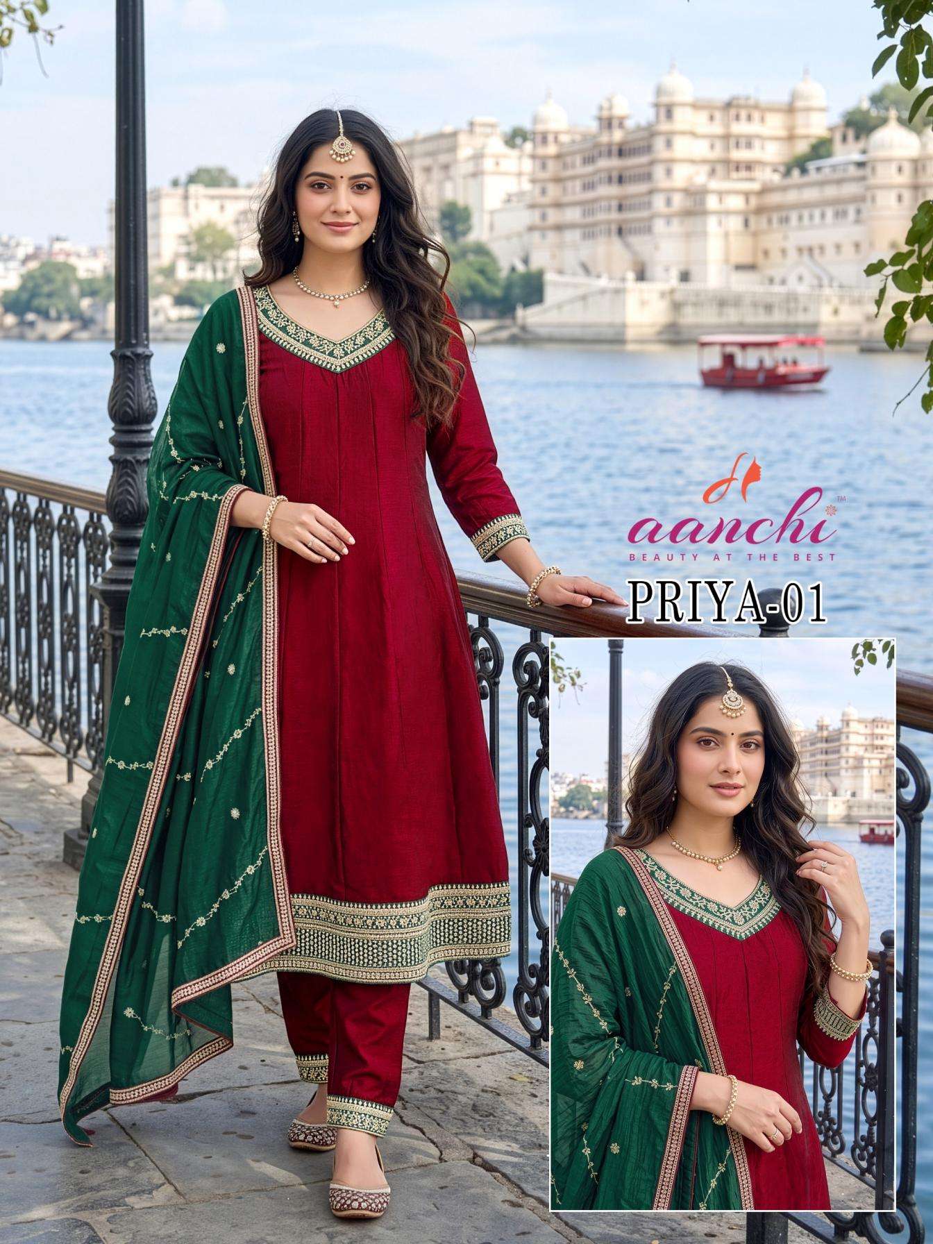 aanchi priya 01-03 readymade stylish combo vichitra 3pcs