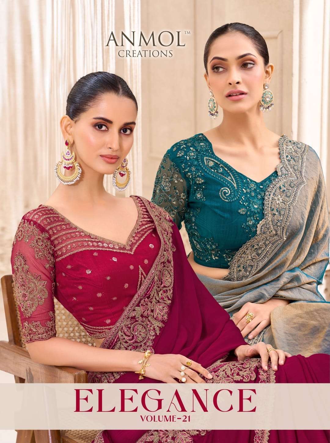 anmol creation elegance vol 21 two tone chiffon festive look saree 