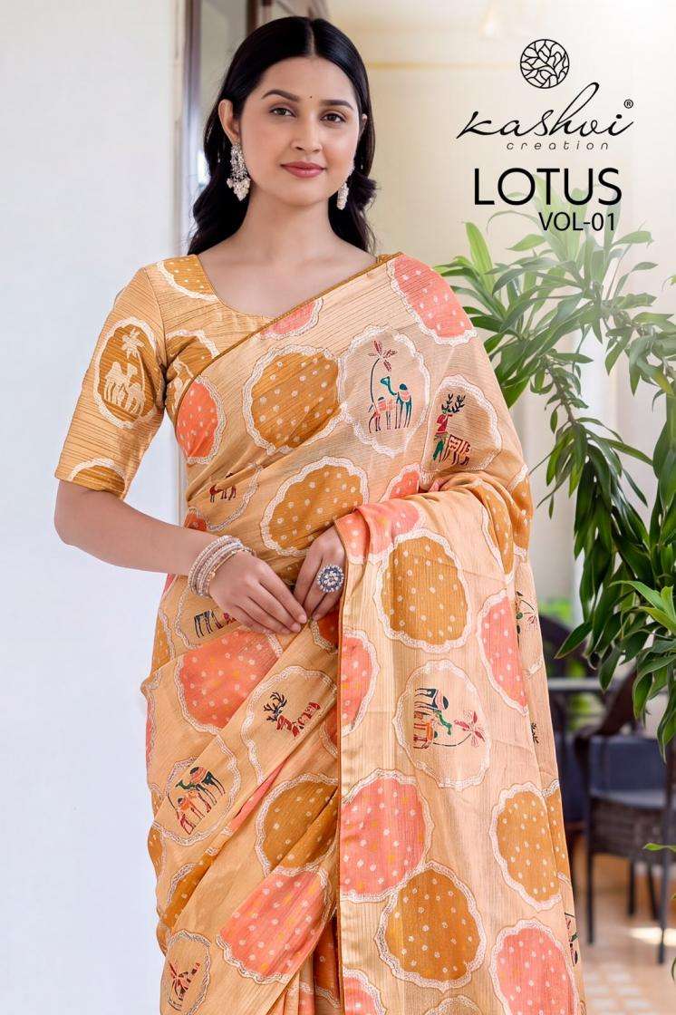 kashvi creation lotus vol 1 elegance siya silk foil print saree