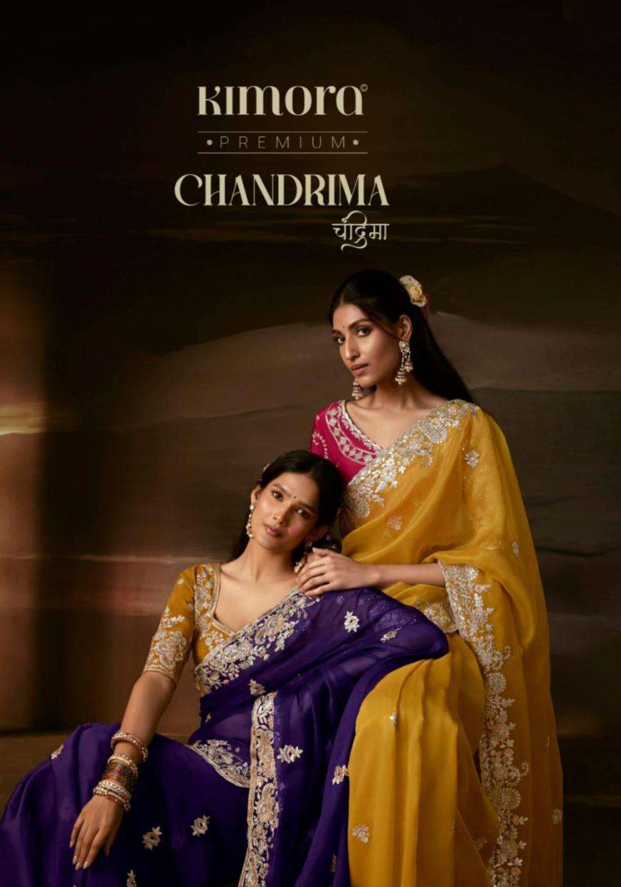 kimora chandrima traditional zari organza exclusive designer sarees catalog collection
