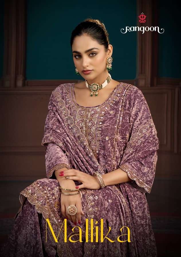 Rangoon Mallika Party Wear Style Velvet Readymade Suit