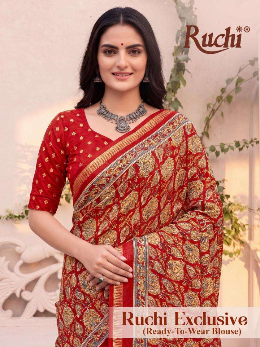 ruchi exclusive 101 georgette fancy saree with stitch blouse