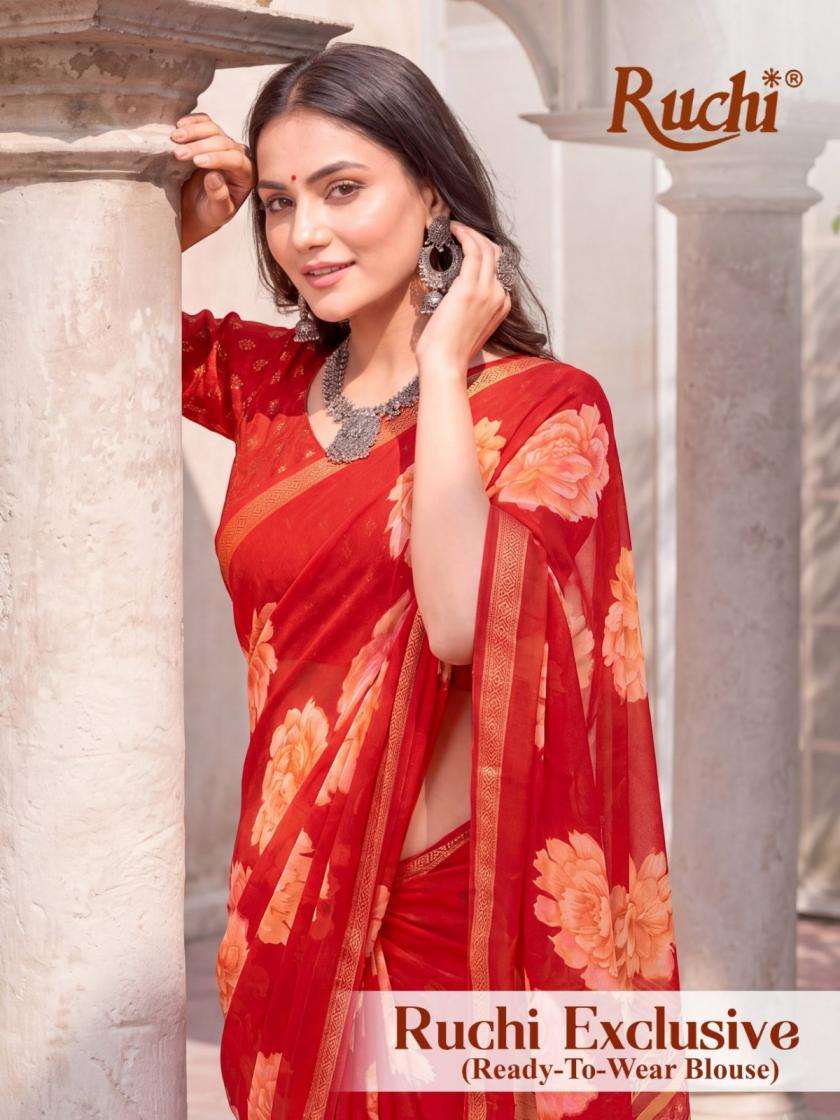 ruchi exclusive 102 daily wear georgette saree with stitch blouse